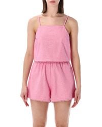 American Vintage - Feoly Lace-Trim Cotton Top - Lyst