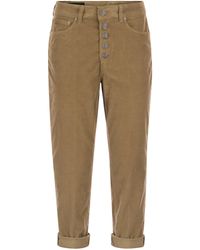 Dondup - Koons Multi Striped Velvet Trousers With Jewelled Buttons - Lyst