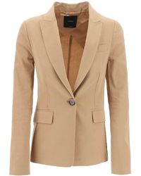 Pinko - Linen-blend Single-breasted Blazer - Lyst