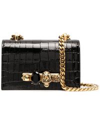 McQueen - Four-ring Croc-embossed Leather Cross-body Bag - Lyst