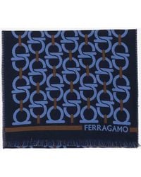 Ferragamo - Wool Scarf With Hook Pattern - Lyst