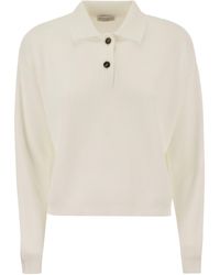 Brunello Cucinelli - English Rib Cotton Polo Style Jersey mit Schmuck - Lyst
