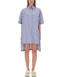 JW Anderson - Patchwork Cotton Shirt Dress With Asymmetric Hem - Lyst
