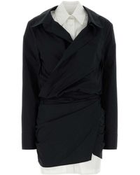 The Attico - Black Stretch Poplin Mini Dress - Lyst