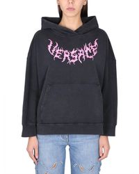 Versace - Logo-Print Hooded Sweatshirt For - Lyst