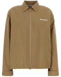 Miu Miu - Beige Tech Fabric Windbreaker - Lyst