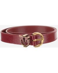 Pinko - Leather Belt With Logo - Lyst