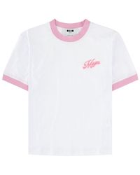 MSGM - Logo Crew Neck T-Shirt - Lyst