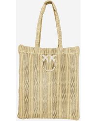 Pinko - Easy Bast-Einkaufstasche - Lyst