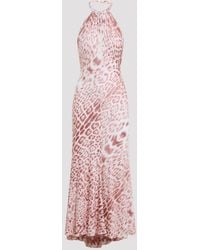 Roberto Cavalli - Viscose Midi Dress With Stretch Elastane - Lyst