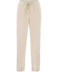 Peserico - Pantalones de lino con flecos laterales - Lyst