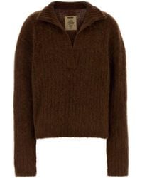 Uma Wang - Oversize Stretch Alpaca Blend Polo Shirt For - Lyst