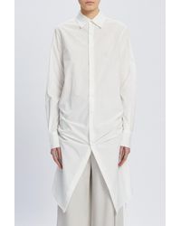 Ann Demeulemeester - Sandrina High Comfort Shirt With Drawstrings And "Script" Print - Lyst