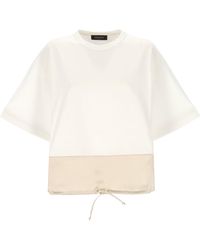 Fabiana Filippi - Weißes Und Beiges Rundhals-T-Shirt - Lyst