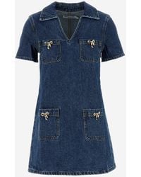 Self-Portrait - Cotton Denim Mini Dress - Lyst