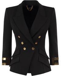 Elisabetta Franchi - Double-Breasted Blazer With Logo Details - Lyst