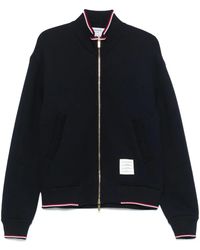 Thom Browne - Chaqueta extragrande con cremallera, cuello alzado y raya Rwb en tejido loopback grueso de - Lyst