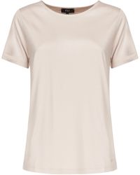 Fay - Ivory Jersey T -shirt Met Boothals - Lyst