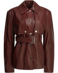 Max Mara - Bordeaux Leather Polyester Two-Piece Leather Jacket - Lyst