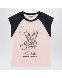 Ganni - T-Shirt With Logo Print - Lyst