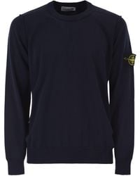 Stone Island - Crew Neck Jumper With Small Lapel - Lyst