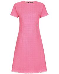 Dolce & Gabbana - Midikleid Aus Raschel-Tweed Mit Dg-Logo - Lyst
