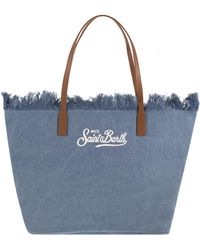MC2 Saint Barth - City Denim Shopper-Tasche mit gesticktem Logo - Lyst