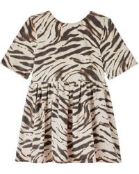Ganni - Robe En Jean +À Imprimé Zébré - Lyst