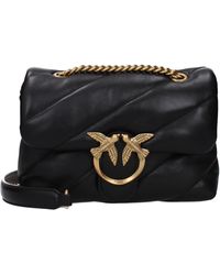 Pinko - Borse A Spalla Love Puff Donna Pelle Nero/Oro - Lyst