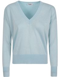 Base London - Cotton Blend V Neck Sweater - Lyst
