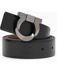 Ferragamo - Gancini Reversible Black/brown Leather Belt - Lyst