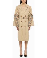 Burberry - Honey Cotton Double Breasted Trench Coat - Lyst