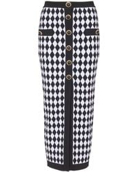Balmain - Intarsia Gebreide Midi-Rok - Lyst
