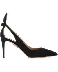 Aquazzura - Bow Tie 105 Suede Pumps - Lyst