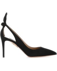 Aquazzura - Bow Tie 105 Suede Pumps - Lyst
