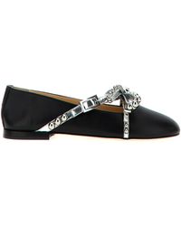 Mach & Mach - Leather Bow Studded Ballet Flats - Lyst