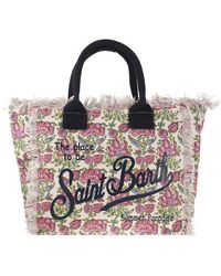 Mc2 Saint Barth - Vanity Canvas Bag With Floral Print - Lyst