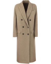 Brunello Cucinelli - Double Breasted Coat In Cashmere Doek - Lyst