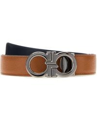 Ferragamo - Salvatore Biscuit Leather Reversible Belt - Lyst