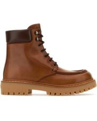 Prada - Caramel Leather Ankle Boots - Lyst
