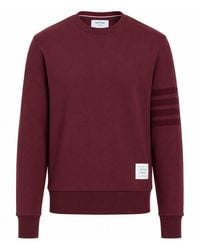 Thom Browne - Langärmliger -Pullover mit Rundhalsausschnitt und farblich abgestimmtem 4-Bar-Print aus stückgefärbtem Loopback - Lyst