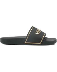 Versace - Slide Sandals With Embossed Logo - Lyst