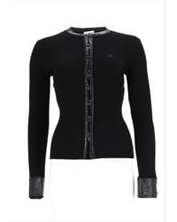 Courreges - Ribbed Knit Button-Front Cardigan - Lyst