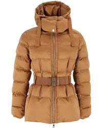 Elisabetta Franchi - Quilted Padded Belted Hooded Coat - Lyst
