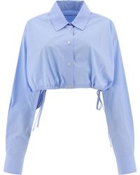 Alexander Wang - Cropped Drawstring Shirt With Crystal Hotfix Shirts Celeste - Lyst