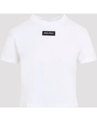 Miu Miu - Logo Patch T-Shirt - Lyst