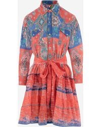 PEP'S CANNES - Cotton Dress With Geometric Print - Lyst
