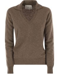 Vanisé - Patty V Neck Jumper With Polo Collar - Lyst