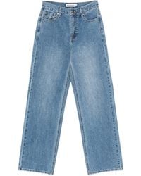 Self-Portrait - Rhinestone Denim Straight Leg Jeans - Lyst