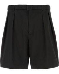 Saint Laurent - Black Poplin Bermuda Shorts - Lyst